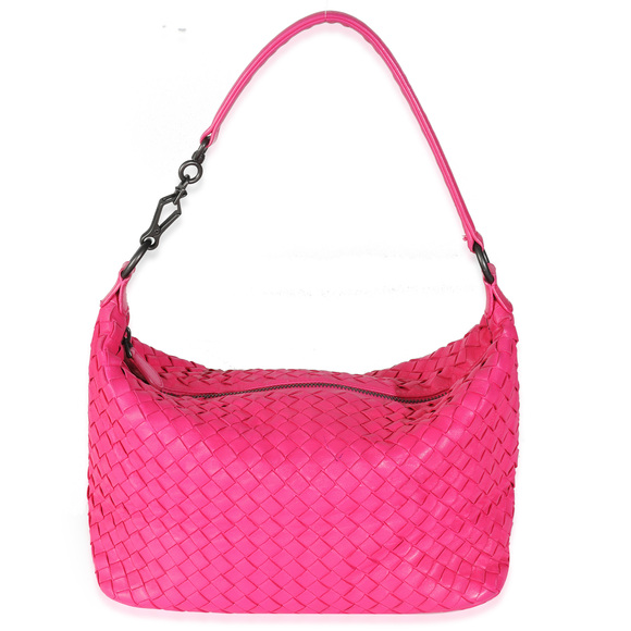 Bottega Veneta Handbags - Bottega Veneta Hot Pink Nappa Intrecciato Small Shoulder Bag